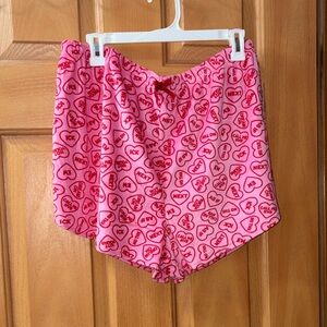 Trendy Brand New Pink Conversation Heart Plush Shorts🔥